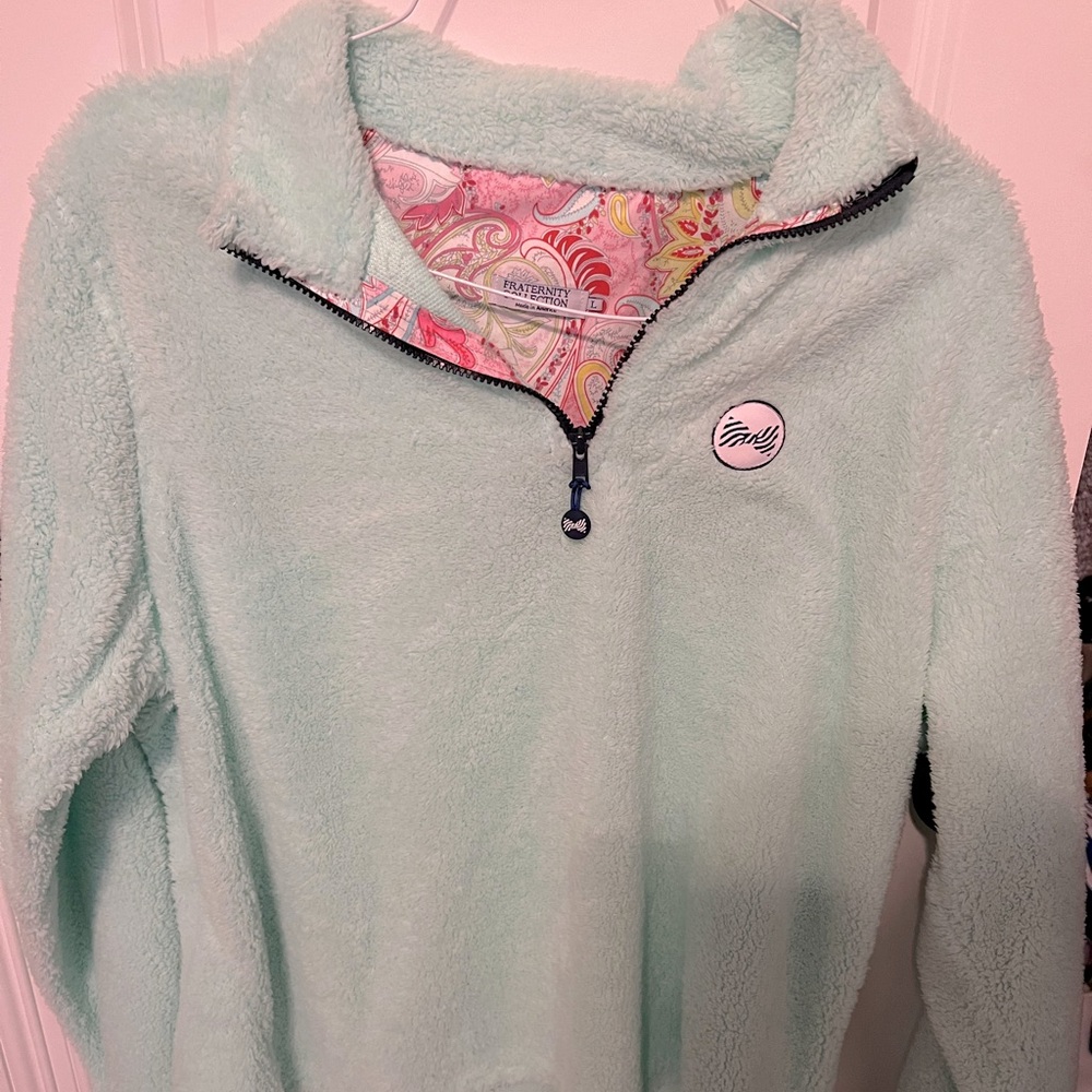 Mint Green Sherpa Fuzzy Pullover